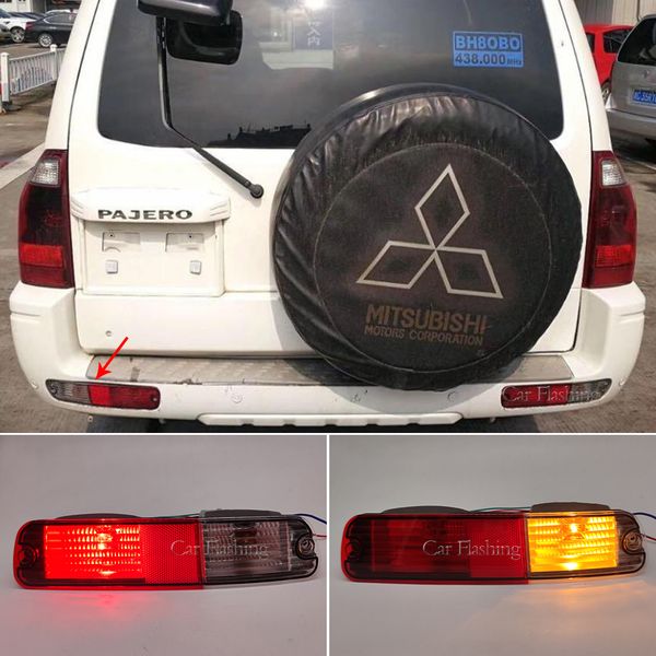 

rear bumper reflector light for mitsubishi pajero v73 v75 v77 2003-2007 for montero 2003-2006 signal brake fog lamp accessories