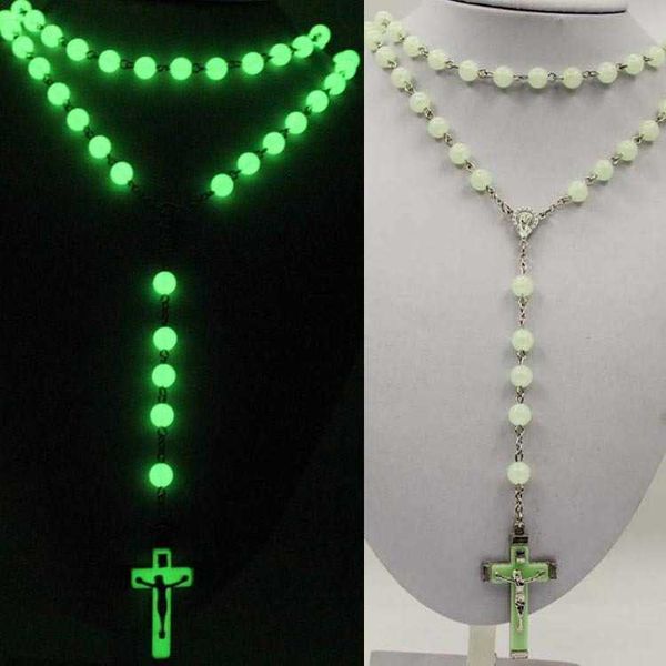

acrylic luminous beads cross necklace jewelry beads necklace, Silver