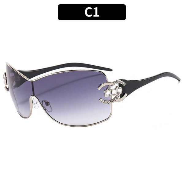 

y2k 2023 spicy new girl sunglasses with diamond fashion one-piece women's sunglasses advanced sense sunglasses, White;black