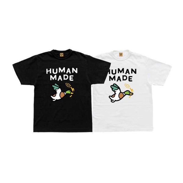 

men's t-shirts human tee made cotton summer 2023 leisure casual wheat duck short sleeve t-shirt men women lovers fashion brand, White;black