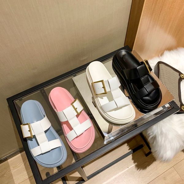 

2023 designer women's sandals calfskin casual shoes women's slippers quilted platform summer beach slippers 34-40, Black