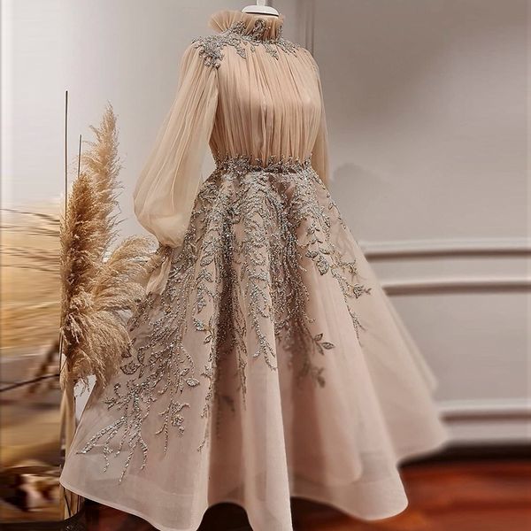 

party dresses sharon said champagne long sleeve muslim evening dresses luxury dubai midi short arabic formal gowns for wedding party ss496 2, White;black