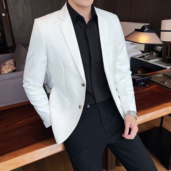 

men's suits blazers 10colors spring business casual blazer jackets for men clothing 2023 two buttons slim fit suit coats formal wear pl, White;black