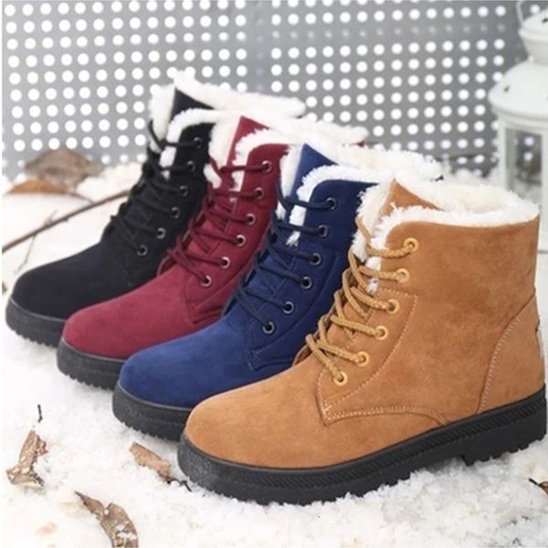 

boots winter snow female large size cotton shoes short tube warm ladies ankle for women zapatos mujer 230227, Black