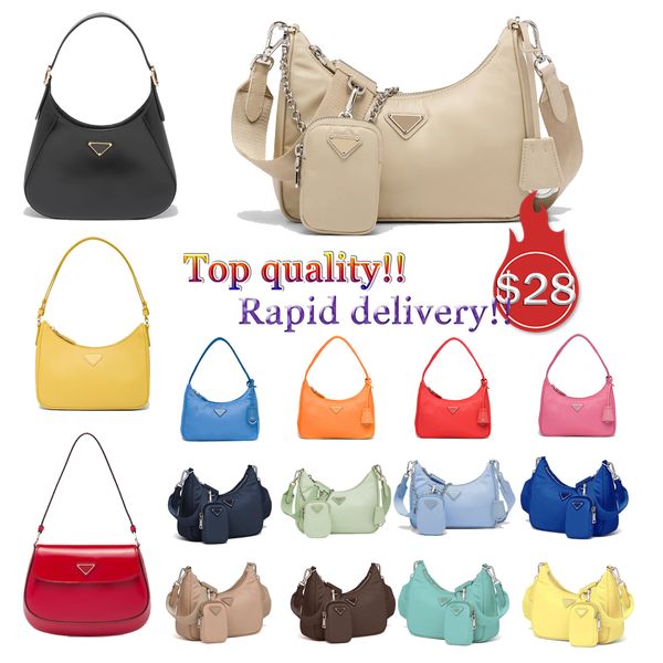

womens mens designer 3piece triangle nylon bag luxury re-edition 2005 2000 handbag cleo totes crossbody shoulder woman purses vacation clutc