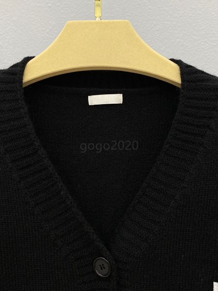 

women's knits & tees designer 23ss fw women cardigan sweaters tee with ostrich plumes embroidery letter milan runway dress female crop, White