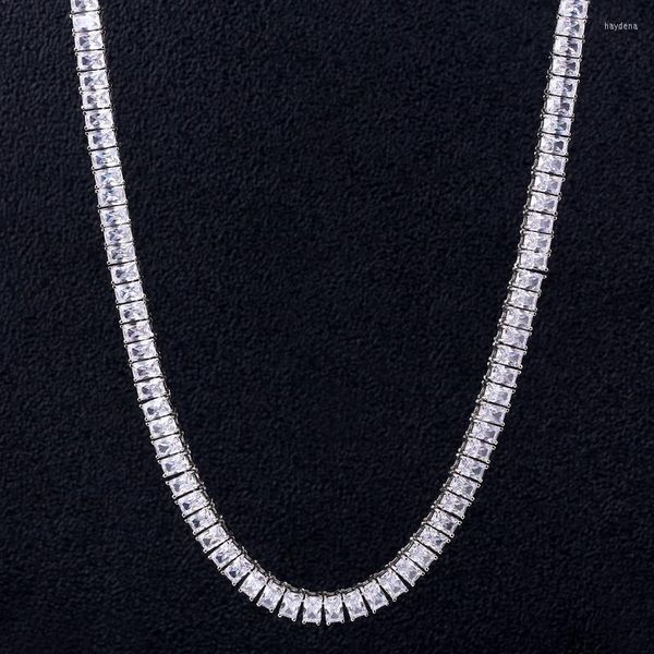 

chains iced out tennis necklace bling chain choker for men hip hop link 4 6mm micro-inlaid zircon mens jewelry rapper style, Silver