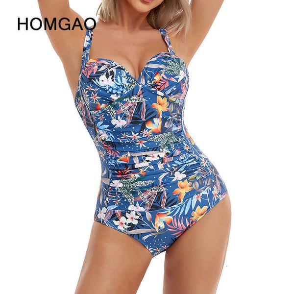 

bikini thong swimsuit homgao push up women's one piece swimsuits large size shirred swimwear vintage bodysuit tummy control bathing sui, Black;white