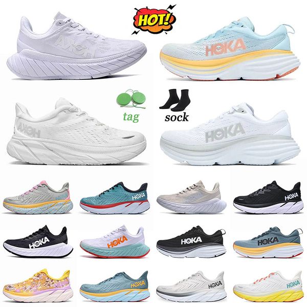 

outdoor shoes hoka jogging sneakers original men hokas shoes bondi8 summer song white nimbus cloud real teal aquarelle seeweed brown floral