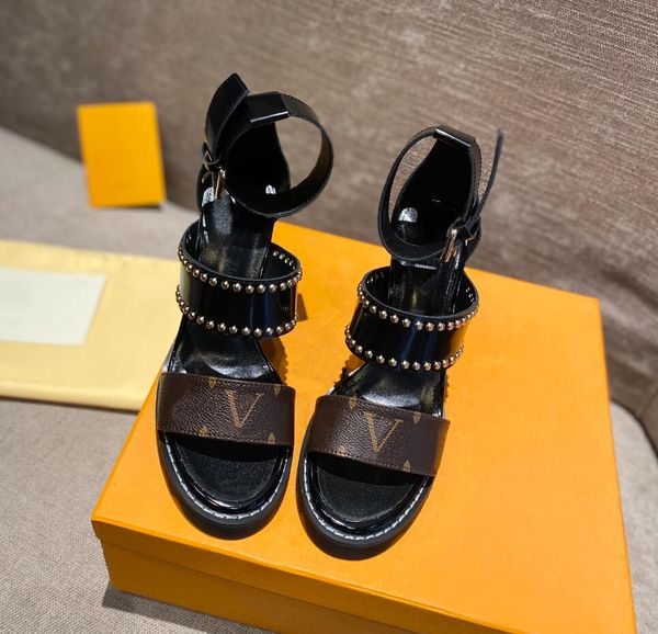 

new luxury designer high-heeled sandals women 9.5cm high-heeled shoes genuine leather sandals comfortable sandals size; 35-41 with box, Black