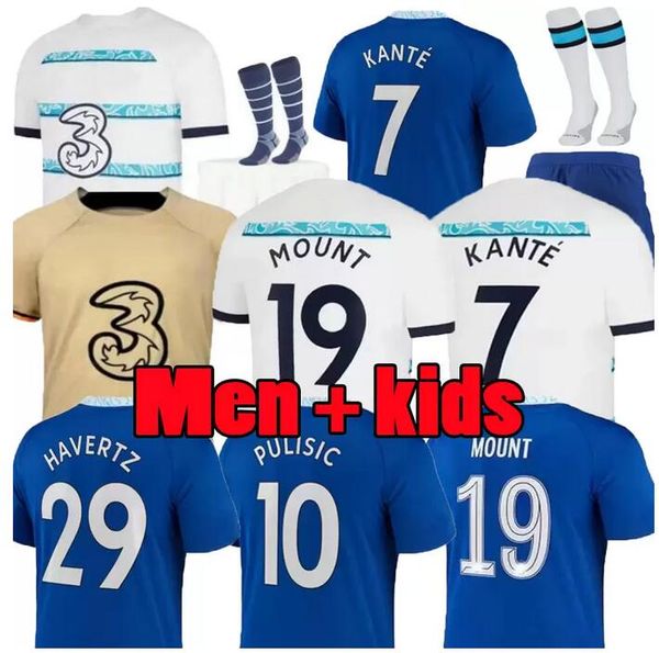 

s-4xl 22 23 cfc home lukaku home soccer jerseys blue black werner havertz ziyech pulisic jorginho 2022 2023 away james kante men kids kit fo, Black;yellow