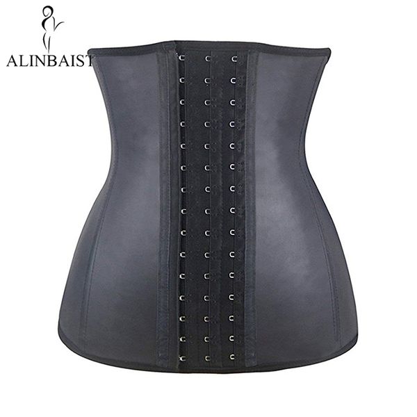 

women's shapers 9-steel-bone underbust latex sport girdle waist trainer corsets hourglass body shaper long torso cincher weight loss 23, Black;white