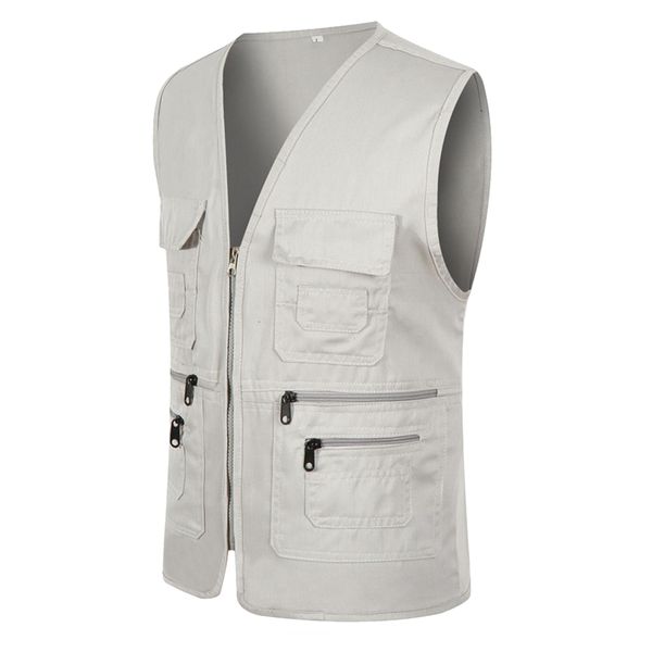 

men's vests multipocket multizip workwear summer jacket 230225, Black;white