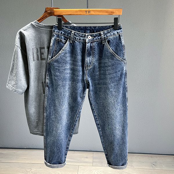 

men's jeans spring vintage men fashion loose tapered drape youth denim trousers hip hop male streetwear 230227, Blue
