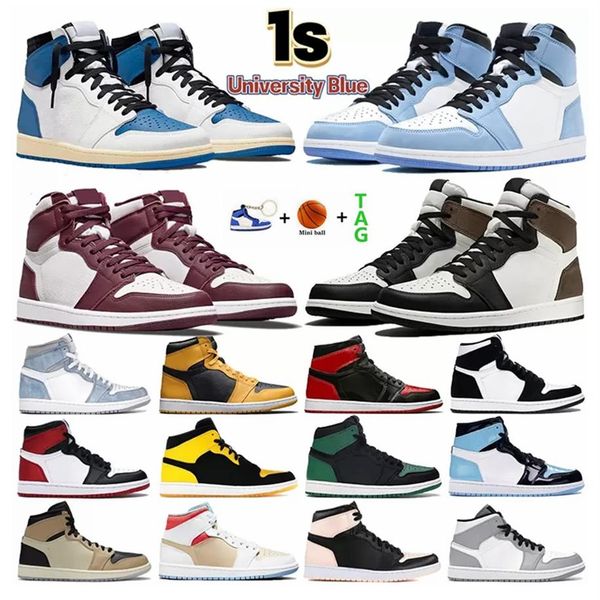 

2022 university blue 1 basketball shoes 1s high shadow 2 0 unc high d light smoke grey hyper patent bred royal toe men women sneak267a