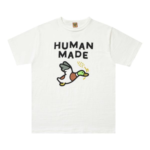 

men's t-shirts human tee made cotton summer 2023 leisure casual wild duck letter short sleeve t-shirt women's couple brand, White;black