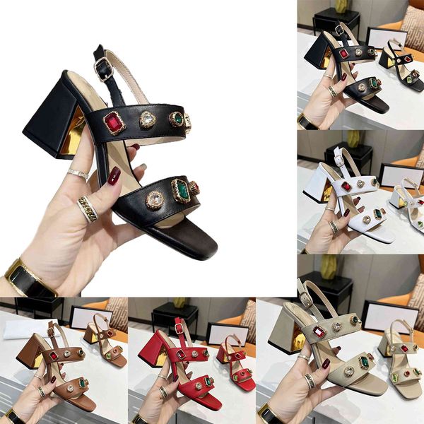 

sandals women water drill high heels classic open toe thick heel slippers shiny sequins sandals glitter pure color fashion summer beach casu, Black