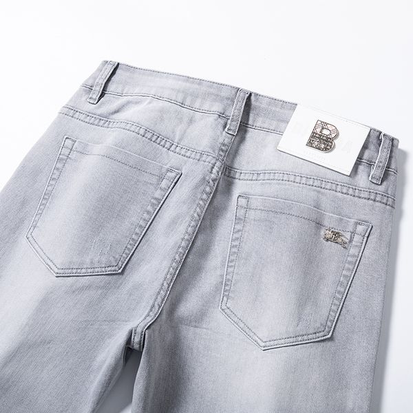 

men's jeans spring summer thin slim fit european american high-end brand small straight double f pants q9543-4, Blue