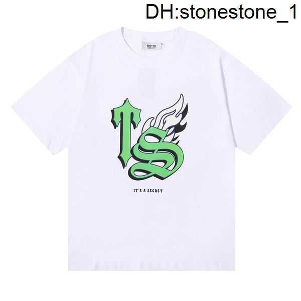 

2023 new mens trapstar t shirt short sleeve print outfit chenille tracksuit black cotton london streetwear s-xl 10ubd, White;black