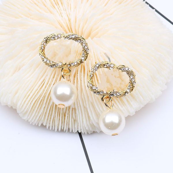 

classic diamond screw pearl pattern charm earrings earring studded women's gold titanium steel luxury designer letter gift wedding jewe, Golden