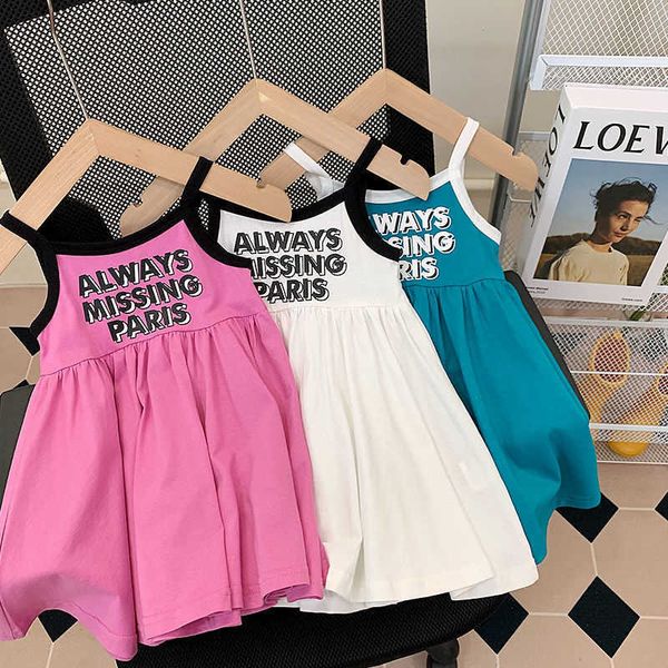 

girl's dresses summer pink letter printed dress lolita child girls casual midi dress children dresses for teens party princess sundress, Red;yellow
