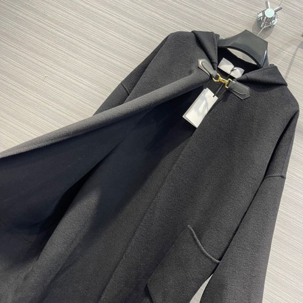 

women's wool blends vacr fw solid black color casual single breasted loose fit cashmere womens long coats 230227