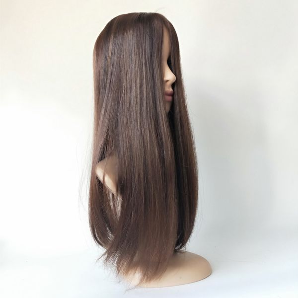 

stock t6-6/8# jewish kosher sheitel wigs ombre highlights european hair color ring 4*4 silk 130% density mongolian virgin human hair wigs, Black;brown