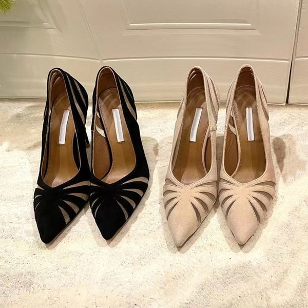

new shoes aquazzura for women genuine leather super high thin heels spring autumn luxury designer female shoes 10cmpumps footwear35--42size, Black
