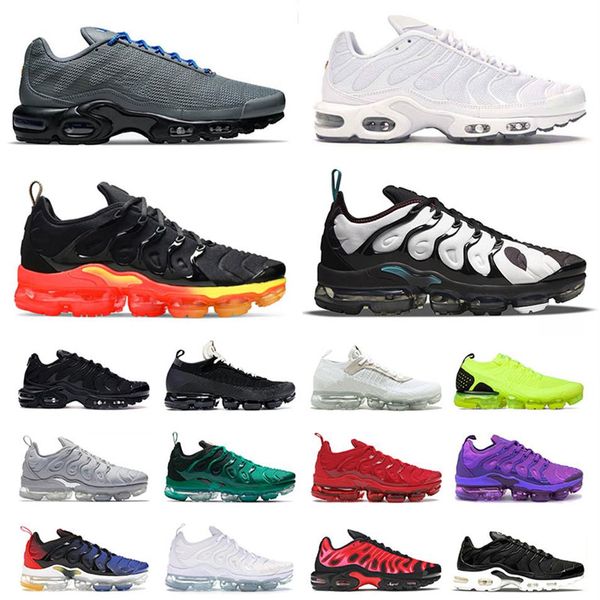 

tn plus mens womens running shoes big size us 13 white off fly knit reflective black grey all black griffey fire pink atlanta trai265m