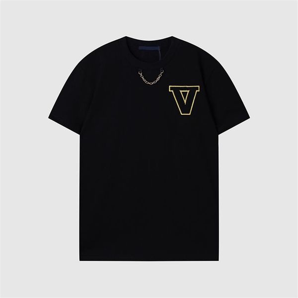 

2022ss classic designer t shirt embroidery necklace breathable comfortable tshirt mens shirts casual womens t-shirt asian size225t, White;black