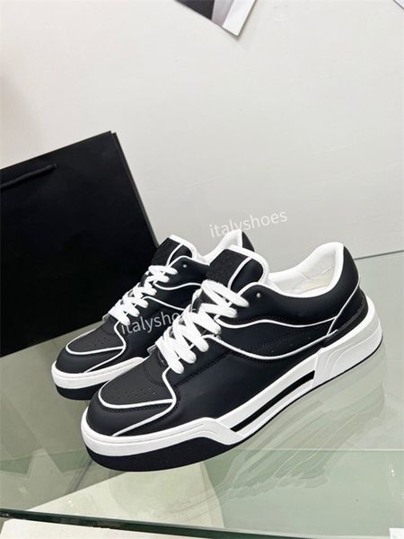 

2023 women boots sneakers shoes leather lace-up sneaker cowhide fashion lady flat designer trainers woman shoe platform men sneaker size35-4, Black