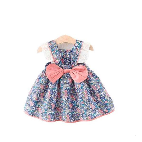 

3245 girls' floral 1ess in summer new girls' pink korean version online red sweet sleeveless princess 1ess, Red;yellow