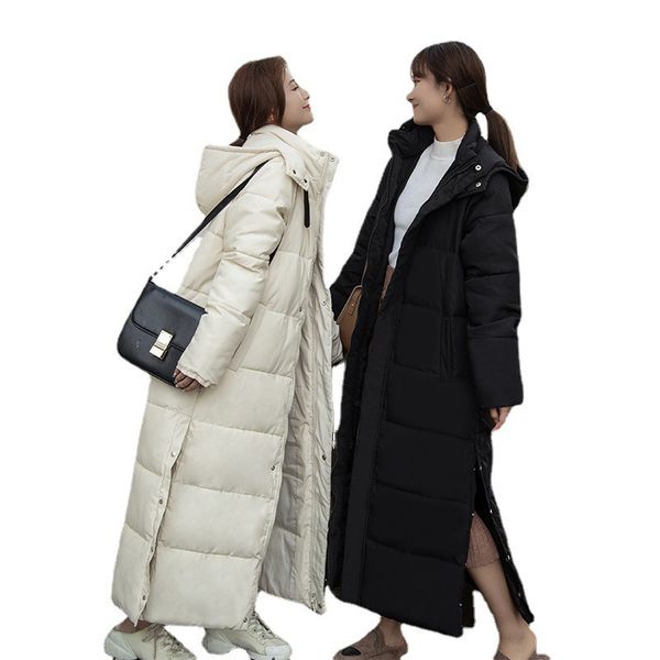 

women's wool blends down padded jacket thick korean version parka long s solid winter women coats female outwear 230227, Black