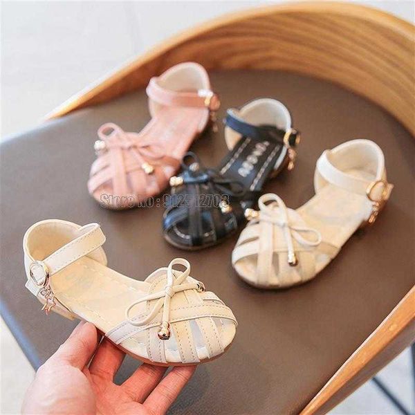 

sandals kid sandal girl children summer new princess sweet soft leather shoes z0225, Black;red