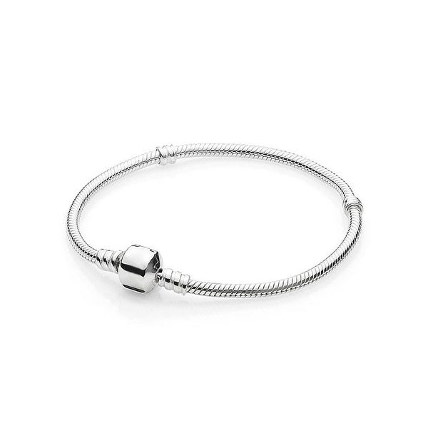 

925 sterling silver logo clasp charm bracelet for pandora fashion party jewelry for women men girlfriend gift snake chain charms bracelets w, Golden;silver