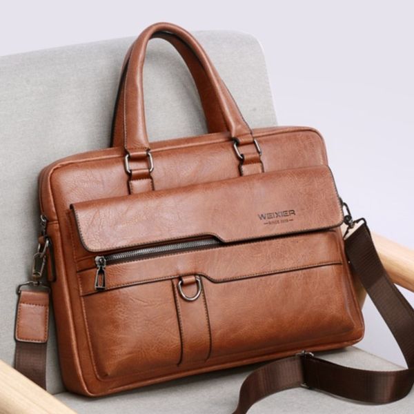 

briefcases briefcase men business handbag leather lapbags waterproof portable document office shoulder crossbody bag vintage handbags 230227