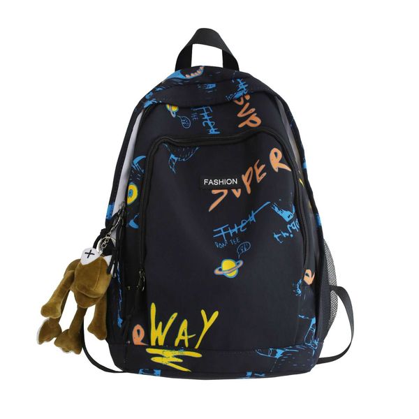 

new large-capacity graffiti backpack fashion travel backpack trend junior high school schoolbag lightweight college student schoolbag