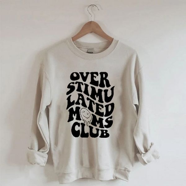 

womens two piece pants overstimulated moms club sweatshirt 230227, White