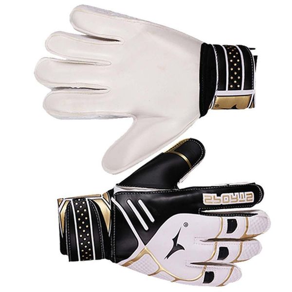 

sports gloves goalie goalkeeper gloves nonslip soccer goalie goalkeeper gloves super finger hand protection junior keeper football gloves fo, Black