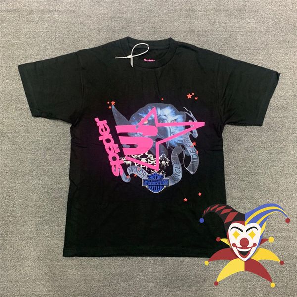 

men's t-shirts polos ss young thug sp5der 555555 tshirt men women puff print spider web pattern t shirt tees 230225, White;black