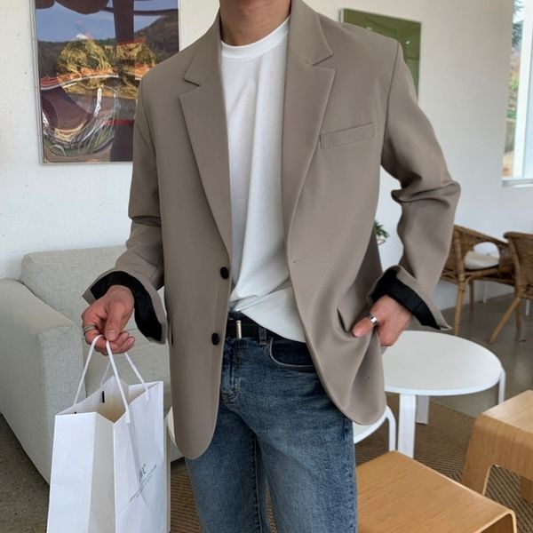 

men's suits blazers grey khaki black men fashion social mens dress jacket korean business casual suit formal m2xl 230227, White;black