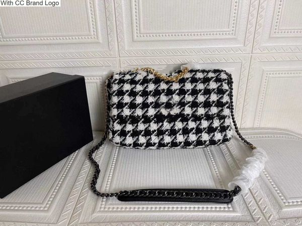 

luxury cc shoulder bags france womens 19 series quilted houndstooth bags gold chain handle tote crossbody shoulder purse jumbo large capacit