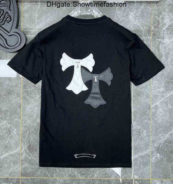 

summer luxury mens t shirts brand ch man t-shirt horseshoe flower tees classic cross heart sanskrit letter short sleeve designer chromes n3j, White;black