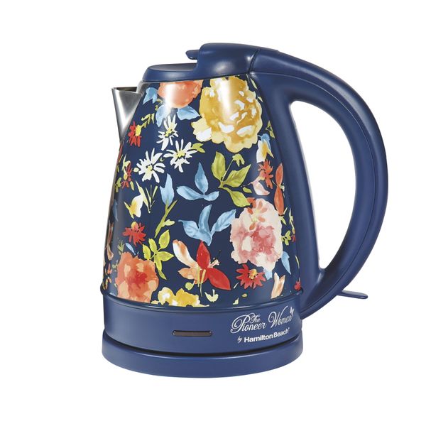 

the pioneer woman fiona floral blue electric kettle 1 7 liter model 40971