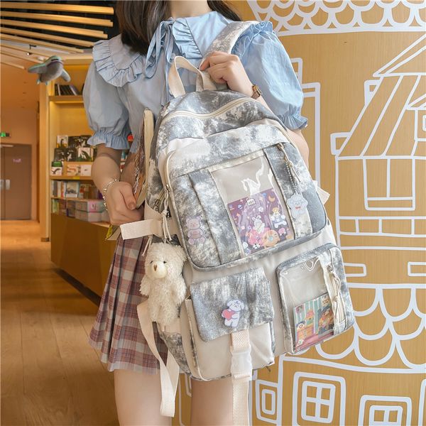 

school bags enopella women backpack waterproof fashion nylon cute bookbag for teenage student men black girls mochila rucksack 230227