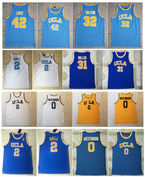 

ncaa ucla bruins college basketball jerseys russell westbrook lonzo ball reggie miller bill walton kevin love blue size s-xxl, Black;red
