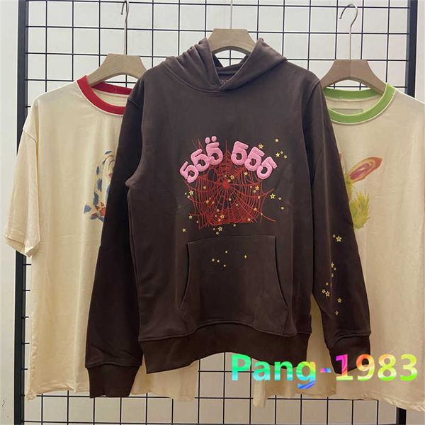 

men's hoodies sweatshirts brown sp5der hoodie men women hip hop young thug 555555 hoodies foam pink print 555555 sweatshirts pullovers, Black