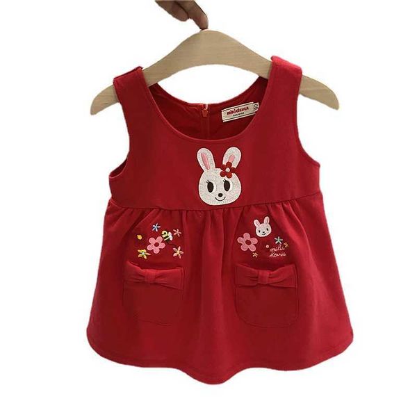 

spring and autumn cartoon bunny pattern girls' 1ess chil1en's clothing chil1en's baby vest skirt 2591, Blue