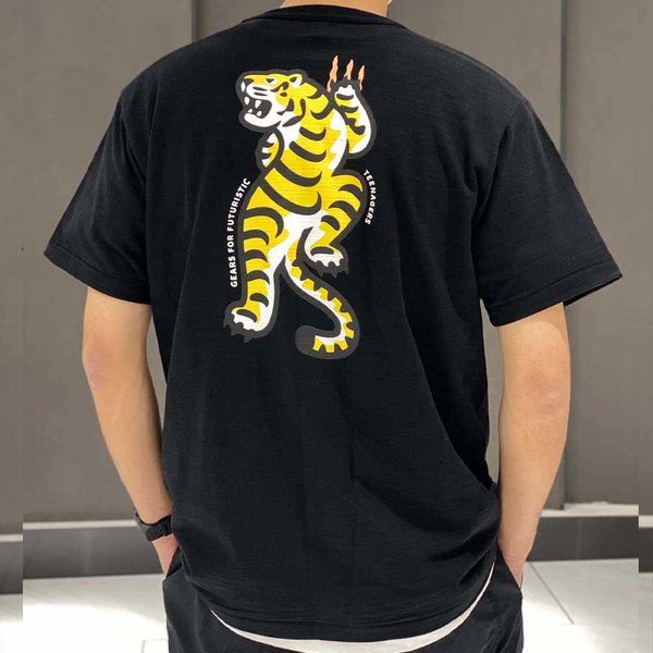 

men's t-shirts human tee made cotton summer 2023 leisure casual letter behind tiger print fashion loose short-sleeved t-shirt lovers hh, White;black