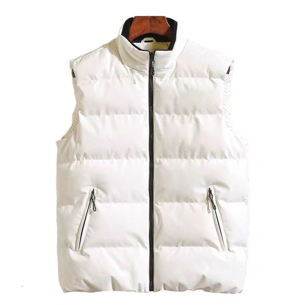 

men's vests solid big cotton puffer winter male white vest jacket homme sleeveless men quality size waistcoat padded 230225, Black;white